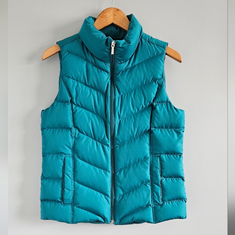 LANDS END Teal Down Filled Quilted Puffer Vest